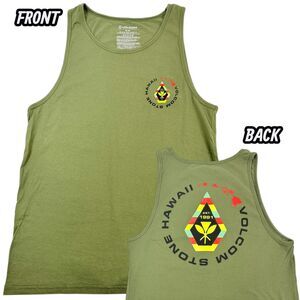 Volcom Mens Medium Hawaii Stone Logo Graphic Tank Top Olive Green Streetwear